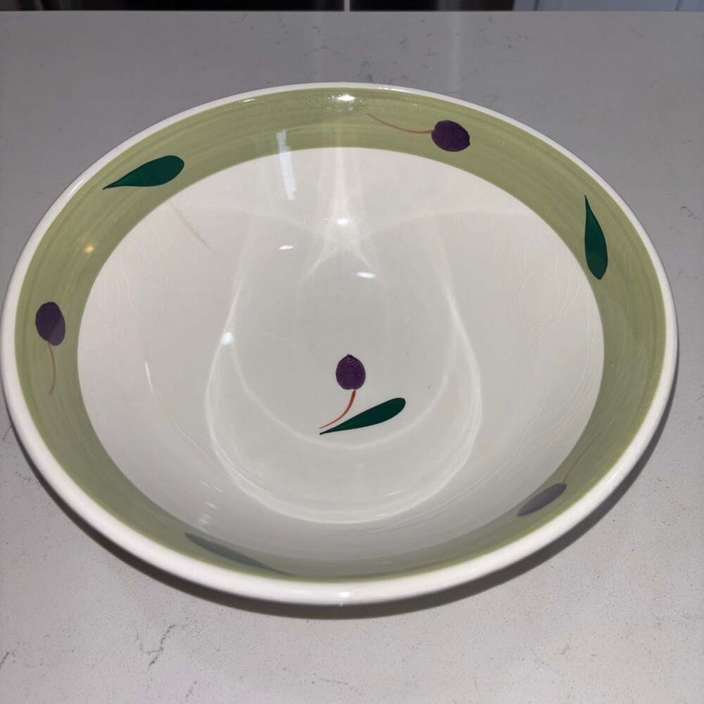 Maxam Hand Painted Italian Olive and Leaf 10-inch Serving Bowl